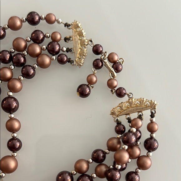 Japan Signed Multi-Strand Beaded Necklace - Earthy Tones - Picture 6 of 6